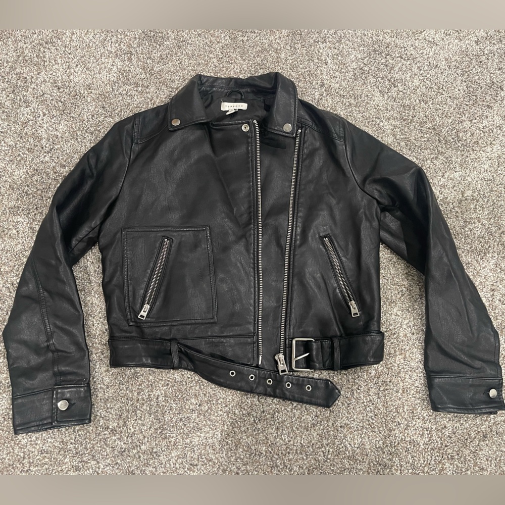 Topshop black leather jacket